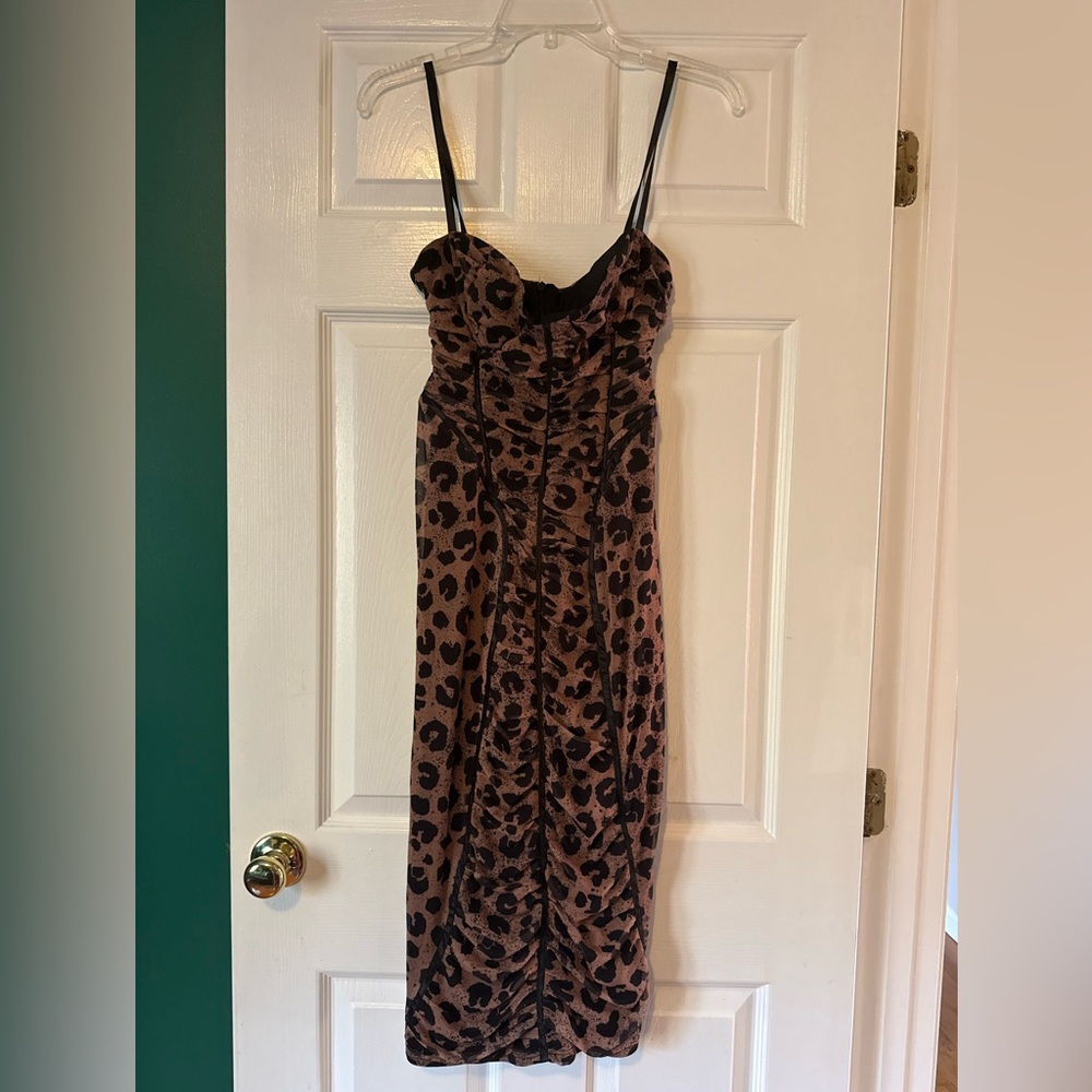 ASOS Brown and Black Leopard Print Slip Dress